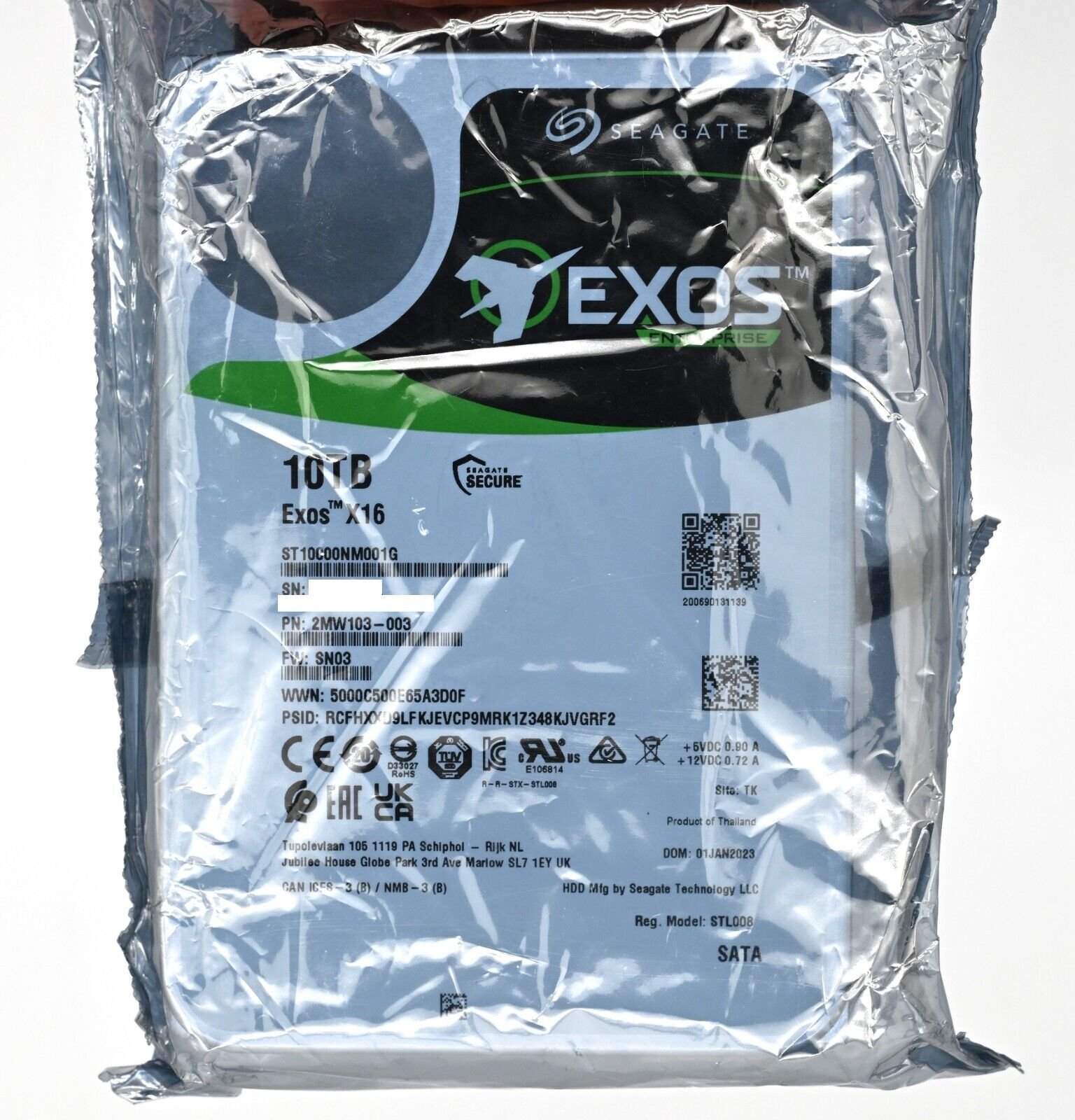 SEAGATE 10TB HDD 7200rpm 6Gbs 3.5in SATA Exos X16 New Sealed ST0000NM001G Main Image