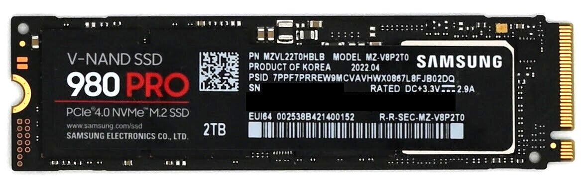 Samsung 2TB 980 PRO Series M.2 NVMe SSD PCIe Gen 4 MZ-V8P2T0B Solid State Drive Main Image