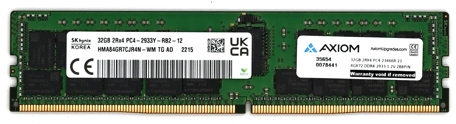 SK Hynix 32GB DDR4 2933MHz ECC 2Rx4 REG RDIMM SERVER Axiom HMA84GR7CJR4N-WM Main Image