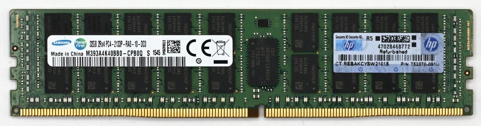 Samsung 32GB DDR4 2133 MHz ECC PC4-17000 2Rx4 RDIMM SERVER M393A4K40BB0-CPB0Q Main Image