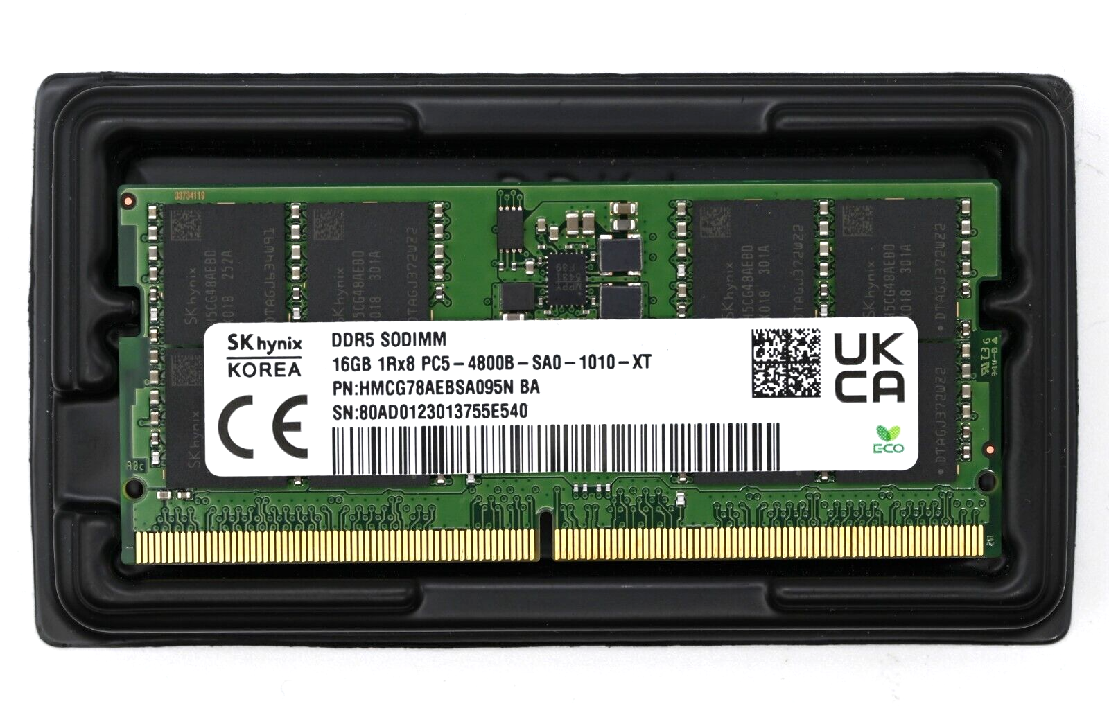 SK hynix 16GB DDR5 4800MHz PC5-38400 SODIMM Laptop RAM 1Rx8 HMCG78AEBSA095N Main Image