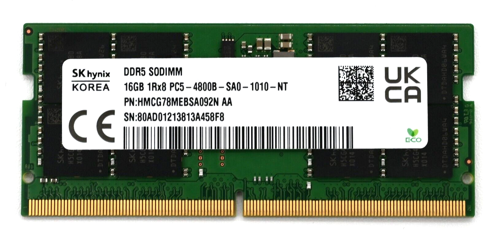 SK hynix 16GB DDR5 4800MHz SODIMM Laptop RAM 1Rx8 - HMCG78MEBSA092N Main Image