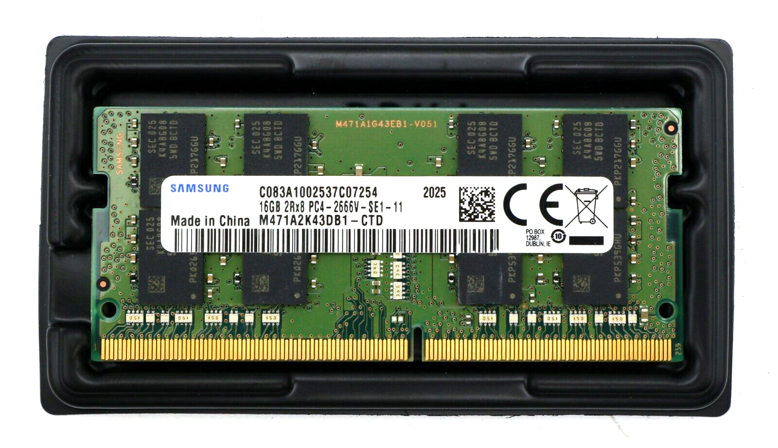 Samsung 16GB DDR4 Laptop RAM 2666MHz PC4-21300 260pin SoDimm M471A2K43DB1-CTD Main Image