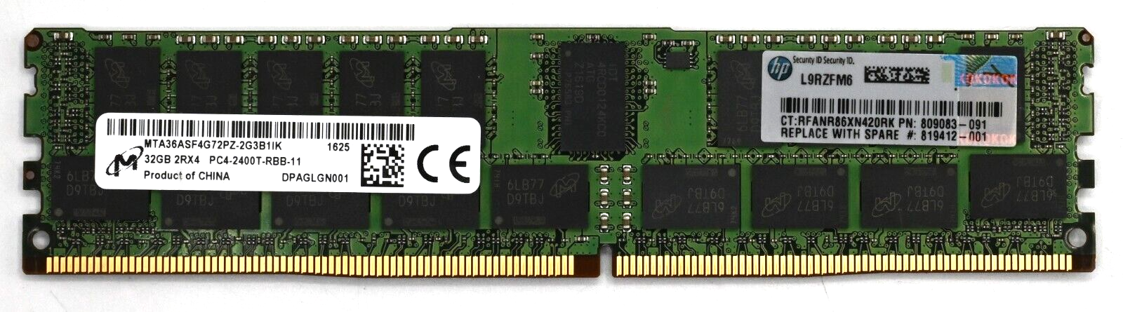 Micron 32GB DDR4 2400MHz ECC 2Rx4 REG RDIMM SERVER MTA36ASF4G72PZ-2G3B1IK Main Image