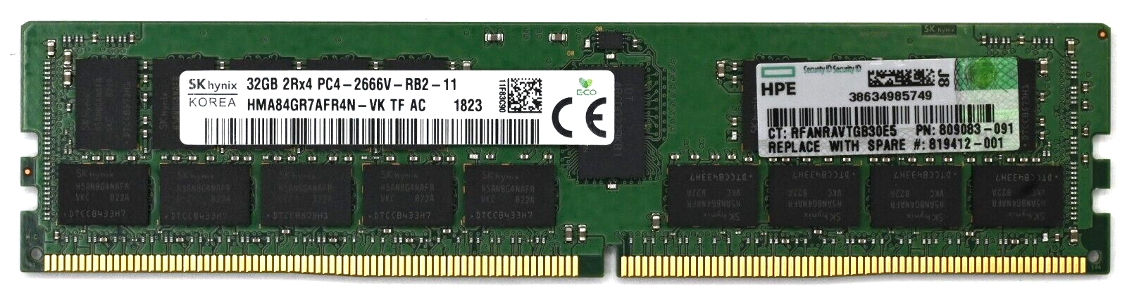 SK Hynix 32GB DDR4 2666MHz ECC 2Rx4 REG RDIMM SERVER 288-pin HMA84GR7AFR4N-VK Main Image