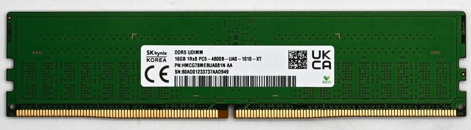 SK Hynix 16GB DDR5 UDIMM 4800MHz PC4-38400 288-Pin Desktop RAM HMCG78AEBUA084N Main Image