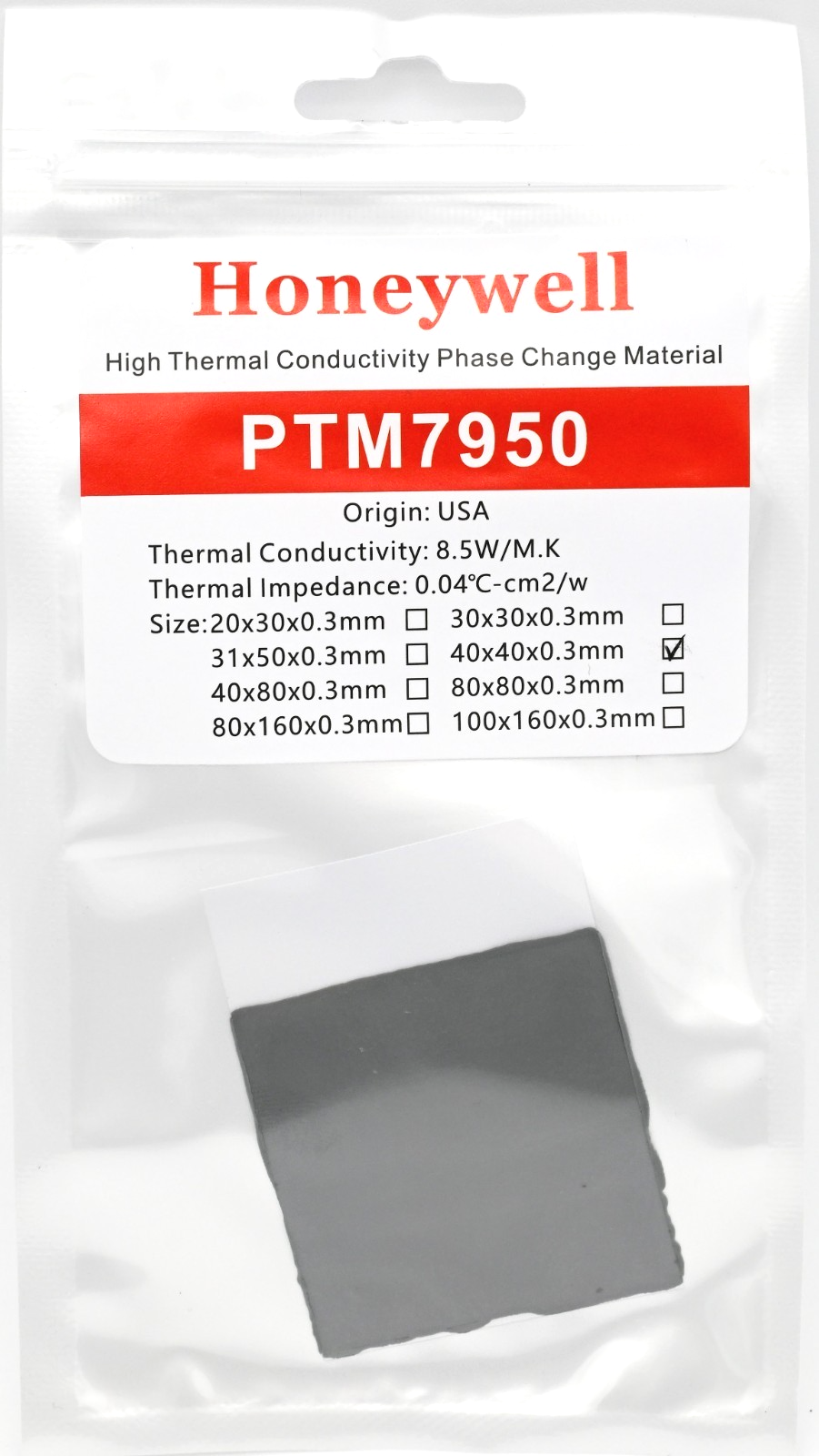 Honeywell PTM7950 40x40x0.4mm Phase Change Thermal Paste Laptop CPU Graphics Main Image