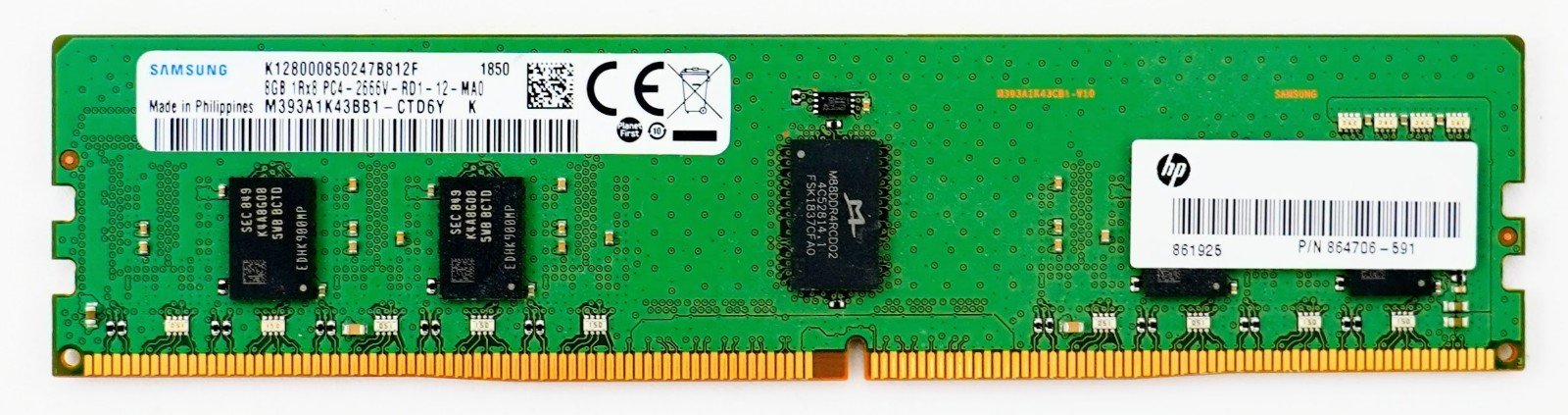 Samsung 8GB DDR4 2666 MHz ECC REG RDIMM Server RAM 1Rx8 - M393A1K43BB1-CTD Main Image