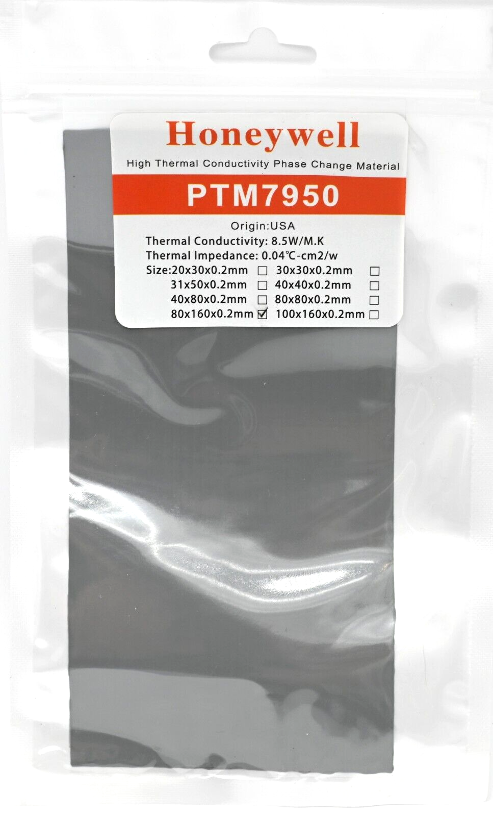Honeywell PTM7950 80x160x0.2mm Phase Change Thermal Paste Laptop CPU Graphics Main Image