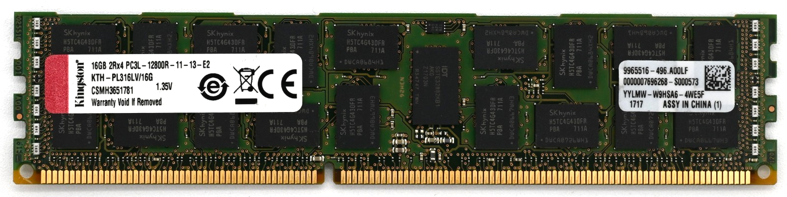 Kingston 16GB DDR3L 1600MHz ECC Registered RDIMM Server RAM KTH-PL316LV/16G Main Image