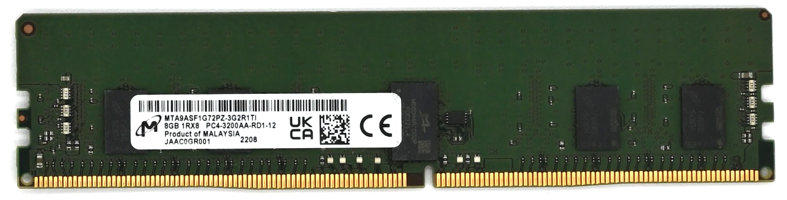 Micron 8GB DDR4 3200MHz ECC Server RAM RDIMM 1Rx8 MTA9ASF1G72PZ-3G2R1 Main Image