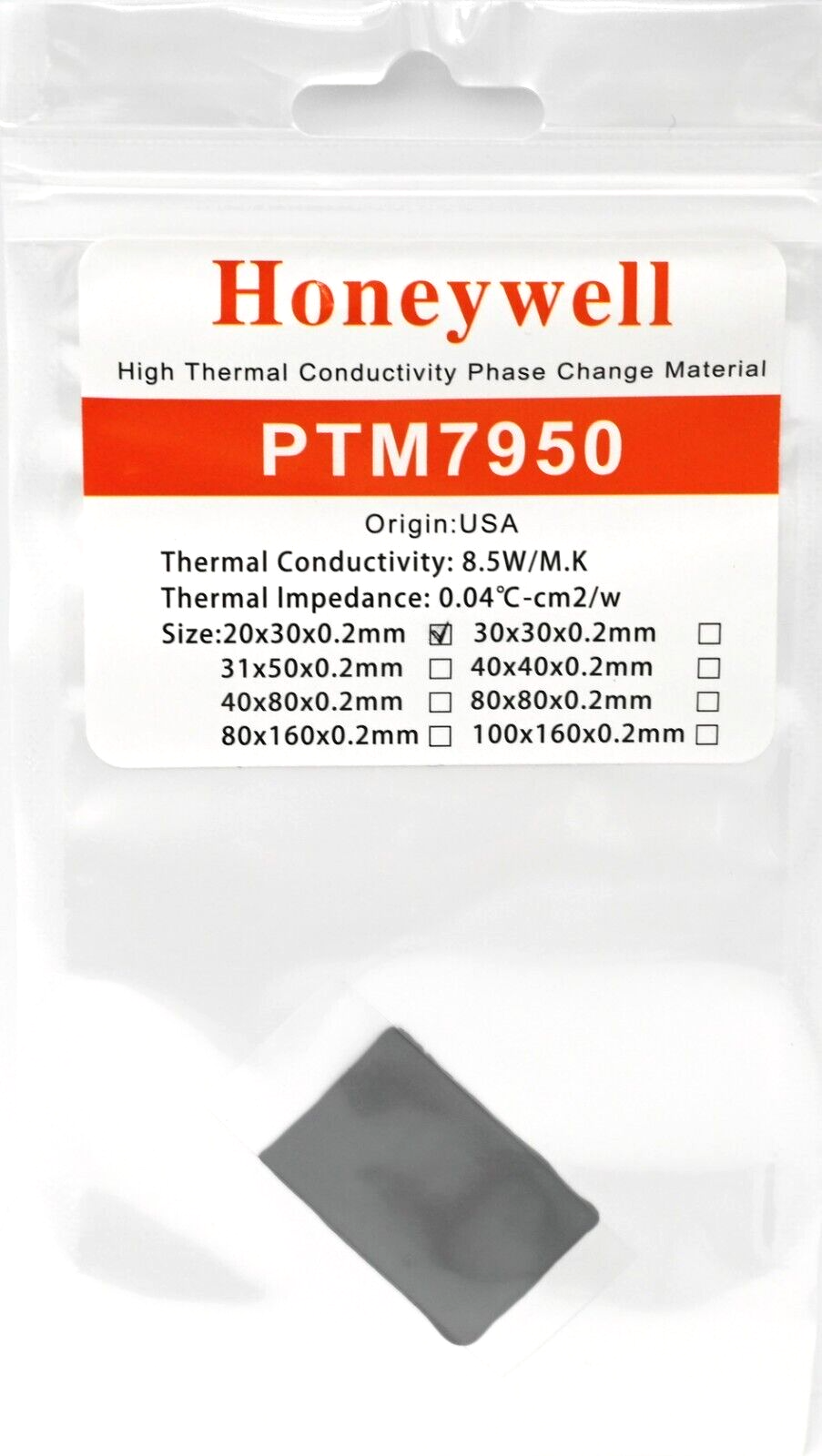 Honeywell PTM7950 20x30x0.2mm Phase Change Thermal Paste Laptop CPU Graphics Main Image