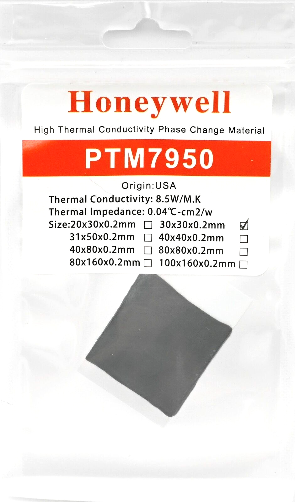 Honeywell PTM7950 30x30x0.2mm Phase Change Thermal Paste Laptop CPU Graphics Main Image