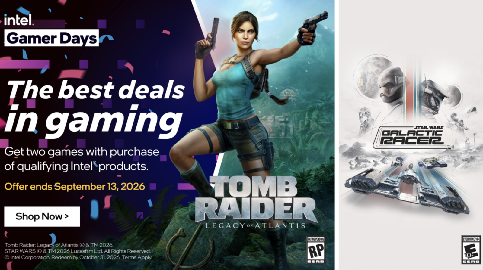 Intel Hardware Req STAR WARS Galactic Racer + Tomb Raider Legacy of Atlantis Main Image